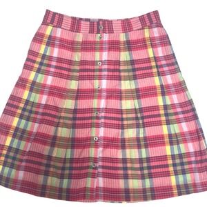 J. Crew Pink Plaid Button-Front Skirt - Multicolor Womens 10